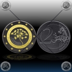 2 EVRO SLOVENIJA  2010 "BOTANIČNI VRT" Black Rhodium + 24k Gold